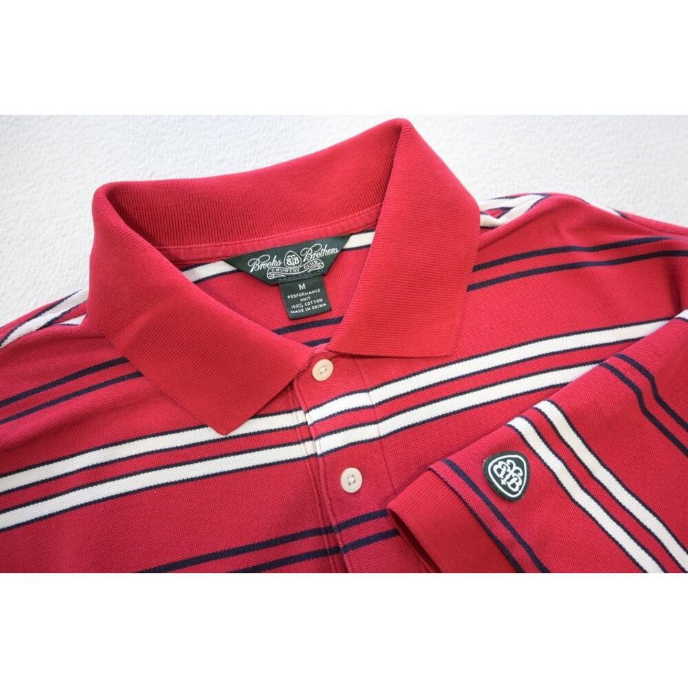 Brooks Brothers Country Club Golf Polo Striped Performance Knit Mens Sz Medium